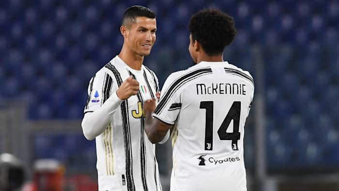 Juventus's Cristiano Ronaldo and Weston McKennie